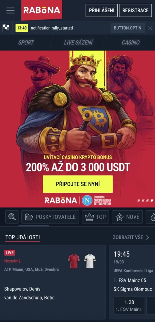 Mobilní aplikace Rabona